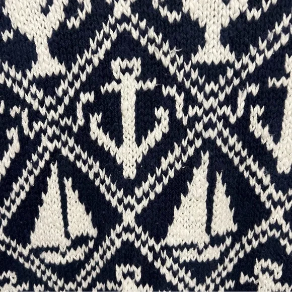 Lands' End Navy and White Anchor Sweater New Old Stock Nautical - Picture 6 of 8